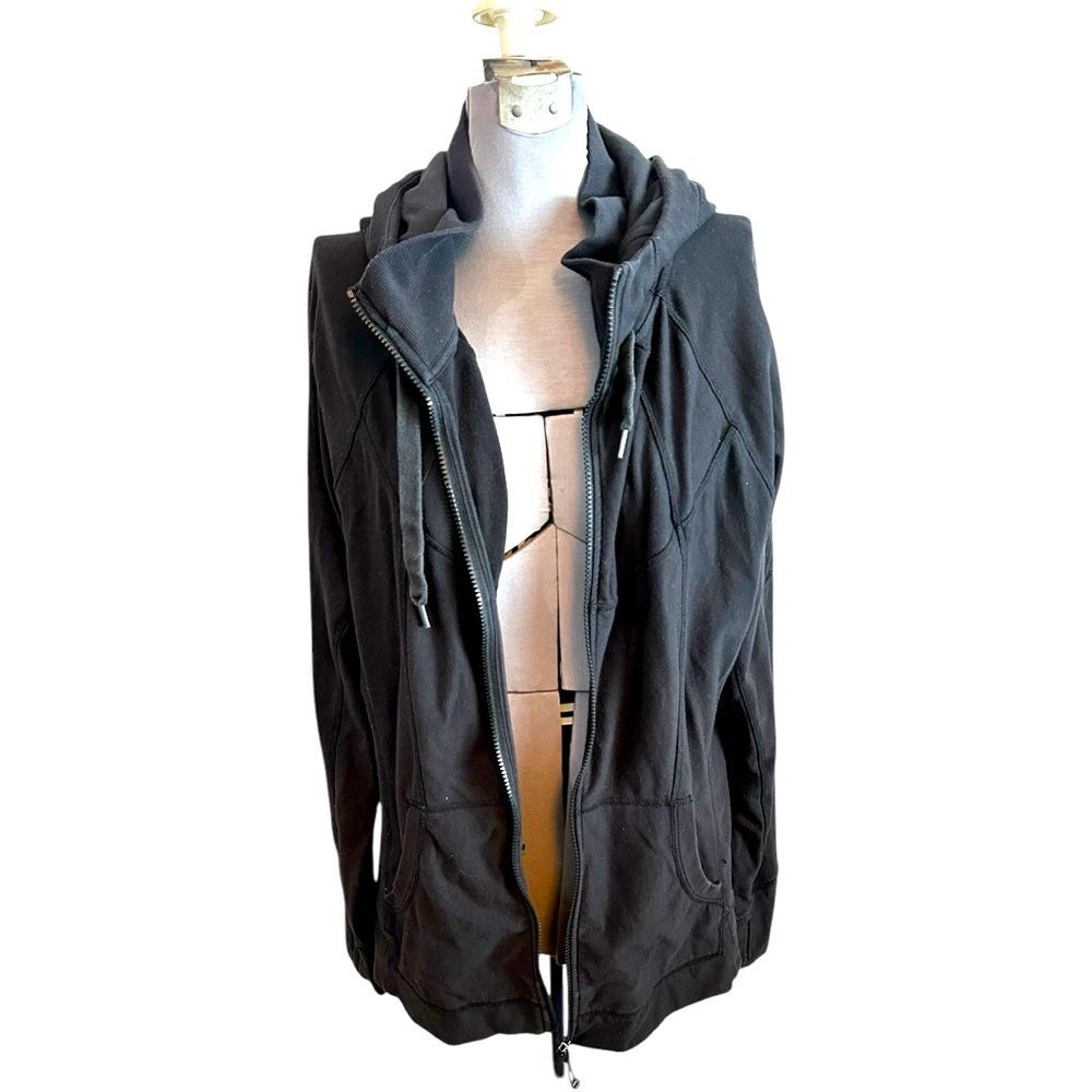 Athleta Lightweight Hooded Zip-Up Jacket – Black, Size 2XL Gorpcore streetwear